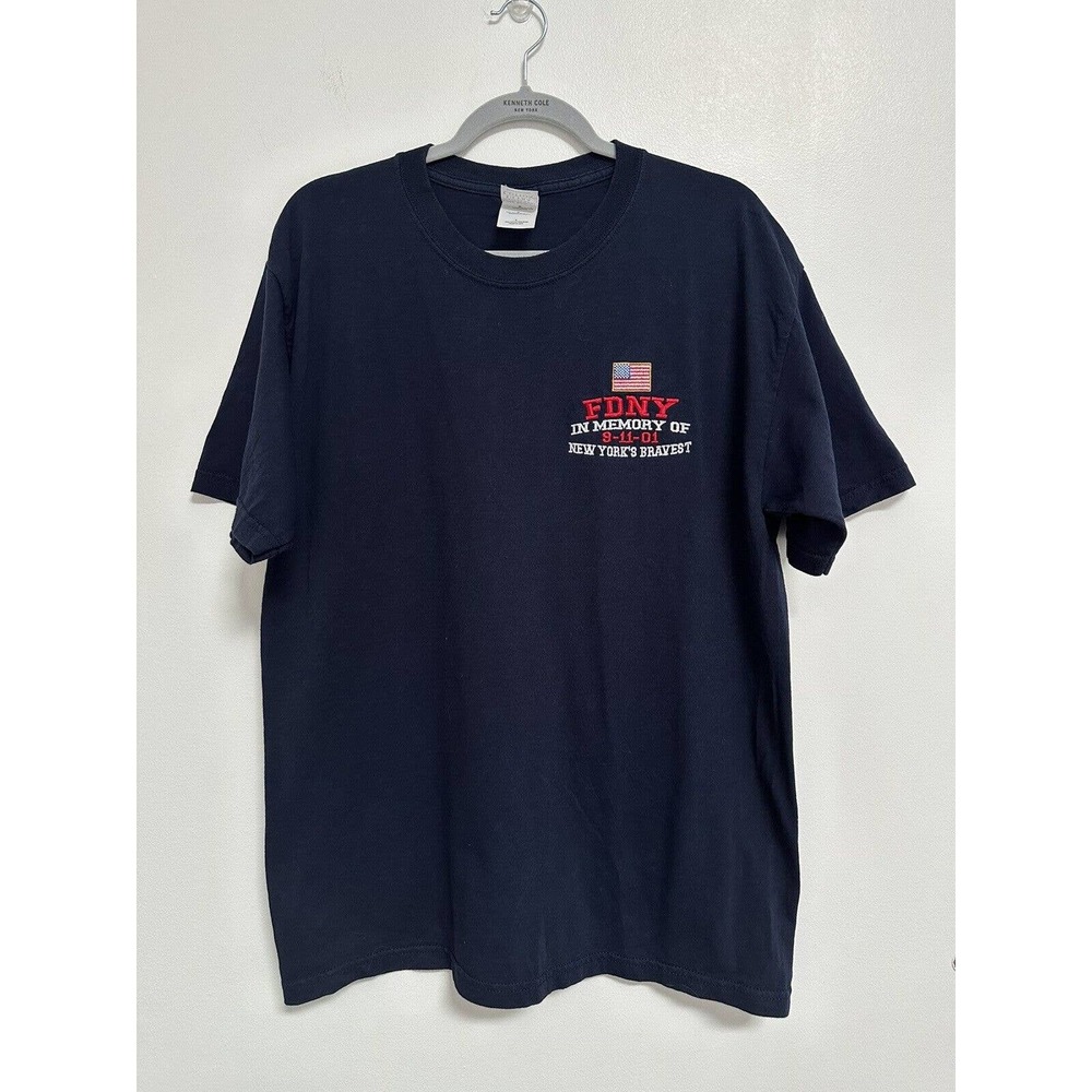 New York Fire Department FDNY Memorial 9/11/01 T Shirt Embroidered Sz Large